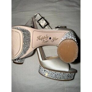 Jessica Simpson Happily Ever After peep toe rhinestone chunky platform heels sz9